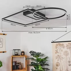 Hofstein Loftheim Deckenleuchte LED Chrom, Schwarz, Wei&szlig;, 1-flammig, Fernbedienung -LED Leuchten Verkäufe 2022 loftheim deckenleuchte h3438176 3