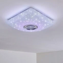 Hofstein Lovisa Deckenleuchte LED Chrom, Wei&szlig;, 1-flammig, Fernbedienung, Farbwechsler -LED Leuchten Verkäufe 2022 lovisa deckenleuchte h3271735 do2 14