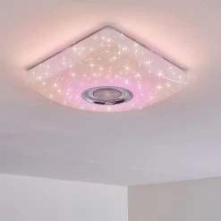 Hofstein Lovisa Deckenleuchte LED Chrom, Wei&szlig;, 1-flammig, Fernbedienung, Farbwechsler -LED Leuchten Verkäufe 2022 lovisa deckenleuchte h3271735 do2 15