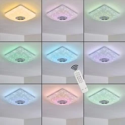 Hofstein Lovisa Deckenleuchte LED Chrom, Wei&szlig;, 1-flammig, Fernbedienung, Farbwechsler -LED Leuchten Verkäufe 2022 lovisa deckenleuchte h3271735 do2 2