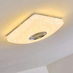 Hofstein Lovisa Deckenleuchte LED Chrom, Wei&szlig;, 1-flammig, Fernbedienung, Farbwechsler -LED Leuchten Verkäufe 2022 lovisa deckenleuchte h3271735 do2 20