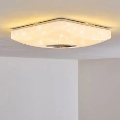 Hofstein Lovisa Deckenleuchte LED Chrom, Wei&szlig;, 1-flammig, Fernbedienung, Farbwechsler -LED Leuchten Verkäufe 2022 lovisa deckenleuchte h3271735 do2 22