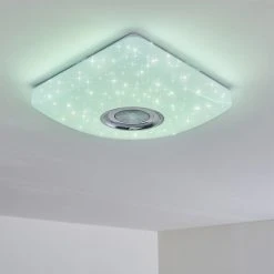 Hofstein Lovisa Deckenleuchte LED Chrom, Wei&szlig;, 1-flammig, Fernbedienung, Farbwechsler -LED Leuchten Verkäufe 2022 lovisa deckenleuchte h3271735 do2 23