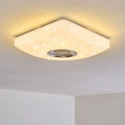 Hofstein Lovisa Deckenleuchte LED Chrom, Wei&szlig;, 1-flammig, Fernbedienung, Farbwechsler -LED Leuchten Verkäufe 2022 lovisa deckenleuchte h3271735 do2 4