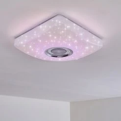 Hofstein Lovisa Deckenleuchte LED Chrom, Wei&szlig;, 1-flammig, Fernbedienung, Farbwechsler -LED Leuchten Verkäufe 2022 lovisa deckenleuchte h3271735 do2 7