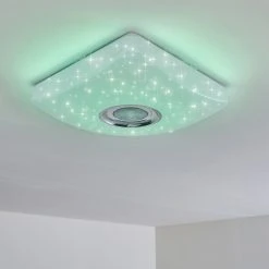 Hofstein Lovisa Deckenleuchte LED Chrom, Wei&szlig;, 1-flammig, Fernbedienung, Farbwechsler -LED Leuchten Verkäufe 2022 lovisa deckenleuchte h3271735 do2 8