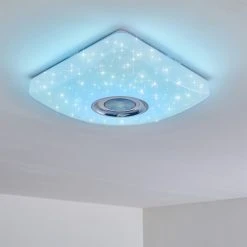 Hofstein Lovisa Deckenleuchte LED Chrom, Wei&szlig;, 1-flammig, Fernbedienung, Farbwechsler -LED Leuchten Verkäufe 2022 lovisa deckenleuchte h3271735 do2 9