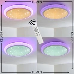 Hofstein Lowell Deckenleuchte LED Wei&szlig;, 2-flammig, Fernbedienung, Farbwechsler -LED Leuchten Verkäufe 2022 lowell deckenleuchte h3110003 do1 3