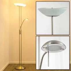 Hofstein Lucca Deckenfluter LED Edelstahl, 2-flammig