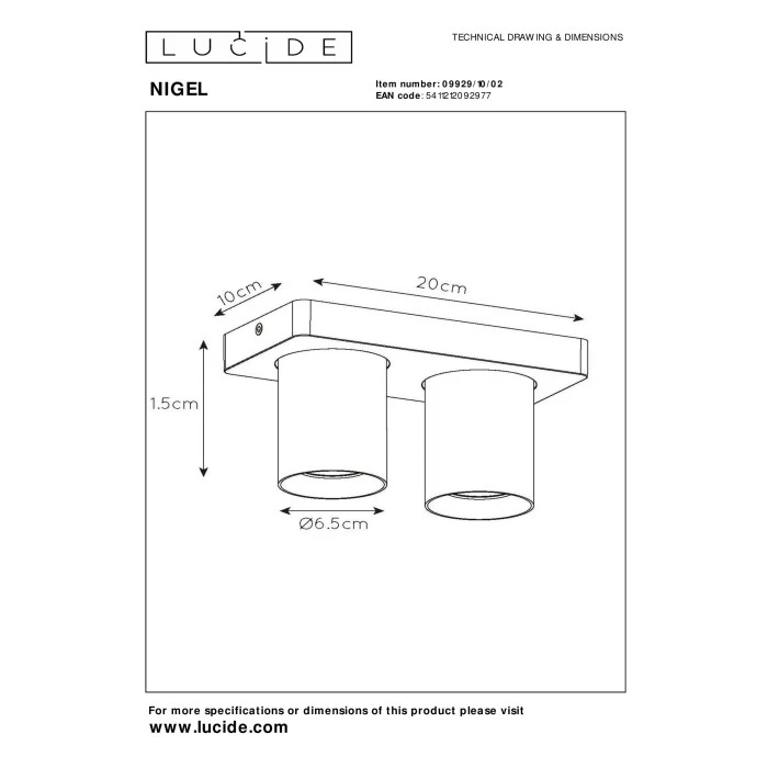 Lucide NIGEL Deckenleuchte LED Messing, Gold, 2-flammig 7 Lucide NIGEL Deckenleuchte LED Messing, Gold, 2-flammig – Bild 7