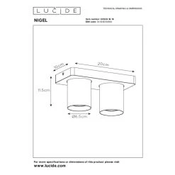 Lucide NIGEL Deckenleuchte LED Schwarz, Edelstahl, 2-flammig 11 Lucide NIGEL Deckenleuchte LED Schwarz, Edelstahl, 2-flammig -LED Leuchten Verkäufe 2022 lucide nigel deckenleuchte 09929 10 16 5