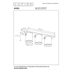 Lucide NIGEL Deckenleuchte LED Schwarz, Edelstahl, 3-flammig -LED Leuchten Verkäufe 2022 lucide nigel deckenleuchte 09929 15 16 5