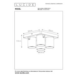 Lucide NIGEL Deckenleuchte LED Schwarz, Edelstahl, 4-flammig -LED Leuchten Verkäufe 2022 lucide nigel deckenleuchte 09929 20 16 6