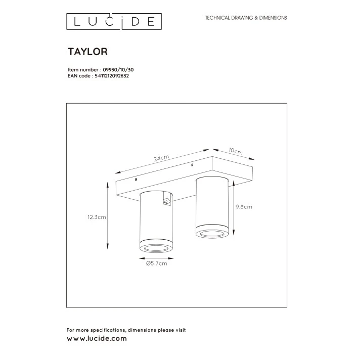 Lucide TAYLOR Deckenstrahler LED Schwarz, 2-flammig 8 Lucide TAYLOR Deckenstrahler LED Schwarz, 2-flammig – Bild 8