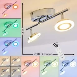 Hofstein Lucy Deckenspot LED Chrom, 2-flammig, Fernbedienung, Farbwechsler
