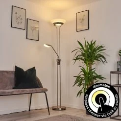 Hofstein Mairoa Deckenfluter LED Nickel-Matt, 2-flammig