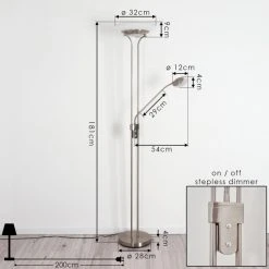 Hofstein Mairoa Deckenfluter LED Nickel-Matt, 2-flammig -LED Leuchten Verkäufe 2022 mairoa deckenfluter h3385296 3