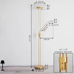 Hofstein Mairoa Deckenfluter LED Messing, 2-flammig -LED Leuchten Verkäufe 2022 mairoa deckenfluter h3385319 3