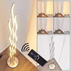 Hofstein Mapleton Stehleuchte LED Nickel-Matt, 3-flammig, Fernbedienung