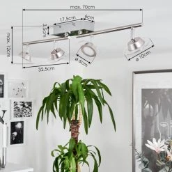 Hofstein Marsen Deckenleuchte LED Nickel-Matt, Chrom, 4-flammig, Fernbedienung, Farbwechsler -LED Leuchten Verkäufe 2022 marsen deckenleuchte h3571019 3