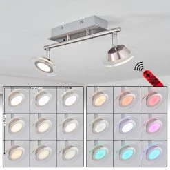 Hofstein Marsen Deckenleuchte LED Nickel-Matt, Chrom, 2-flammig, Fernbedienung, Farbwechsler