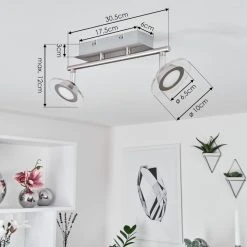 Hofstein Marsen Deckenleuchte LED Nickel-Matt, Chrom, 2-flammig, Fernbedienung, Farbwechsler -LED Leuchten Verkäufe 2022 marsen deckenleuchte h3580196 3