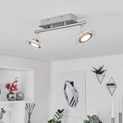 Hofstein Marsen Deckenleuchte LED Nickel-Matt, Chrom, 2-flammig, Fernbedienung, Farbwechsler -LED Leuchten Verkäufe 2022 marsen deckenleuchte h3580196 6