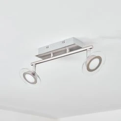 Hofstein Marsen Deckenleuchte LED Nickel-Matt, Chrom, 2-flammig, Fernbedienung, Farbwechsler -LED Leuchten Verkäufe 2022 marsen deckenleuchte h3580196 7