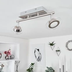 Hofstein Marsen Deckenleuchte LED Nickel-Matt, Chrom, 2-flammig, Fernbedienung, Farbwechsler -LED Leuchten Verkäufe 2022 marsen deckenleuchte h3580196 9