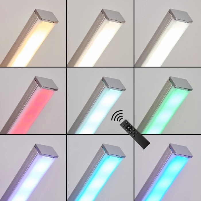 Hofstein Minacar Stehleuchte LED Nickel-Matt, 1-flammig, Fernbedienung, Farbwechsler 2 Hofstein Minacar Stehleuchte LED Nickel-Matt, 1-flammig, Fernbedienung, Farbwechsler – Bild 2