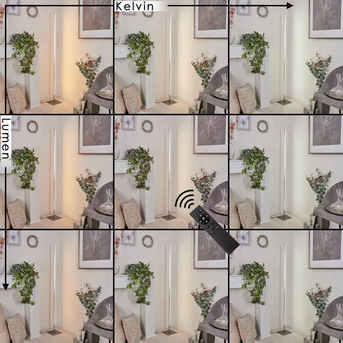 Hofstein Minacar Stehleuchte LED Nickel-Matt, 1-flammig, Fernbedienung, Farbwechsler 3 Hofstein Minacar Stehleuchte LED Nickel-Matt, 1-flammig, Fernbedienung, Farbwechsler – Bild 3