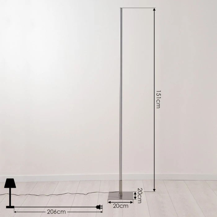 Hofstein Minacar Stehleuchte LED Nickel-Matt, 1-flammig, Fernbedienung, Farbwechsler 4 Hofstein Minacar Stehleuchte LED Nickel-Matt, 1-flammig, Fernbedienung, Farbwechsler – Bild 4