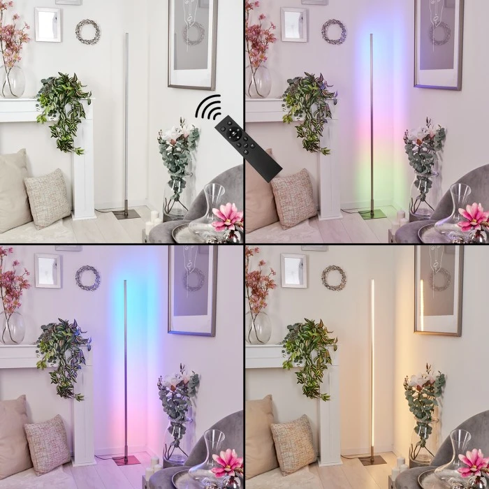 Hofstein Minacar Stehleuchte LED Nickel-Matt, 1-flammig, Fernbedienung, Farbwechsler 6 Hofstein Minacar Stehleuchte LED Nickel-Matt, 1-flammig, Fernbedienung, Farbwechsler – Bild 6