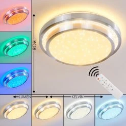 Hofstein Mirabeau Deckenleuchte LED Aluminium, 2-flammig, Fernbedienung, Farbwechsler