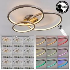 Hofstein Moemoto Deckenleuchte LED Nickel-Matt, 1-flammig, Fernbedienung