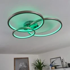 Hofstein Moemoto Deckenleuchte LED Nickel-Matt, 1-flammig, Fernbedienung -LED Leuchten Verkäufe 2022 moemoto deckenleuchte h3384817 11