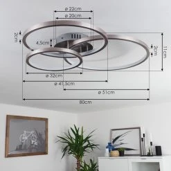 Hofstein Moemoto Deckenleuchte LED Nickel-Matt, 1-flammig, Fernbedienung -LED Leuchten Verkäufe 2022 moemoto deckenleuchte h3384817 3