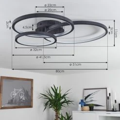Hofstein Moemoto Deckenleuchte LED Anthrazit, 1-flammig, Fernbedienung -LED Leuchten Verkäufe 2022 moemoto deckenleuchte h3384831 3