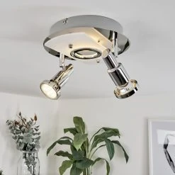 Hofstein Morges Deckenleuchte LED Nickel-Matt, Chrom, 2-flammig