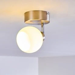 Hofstein Motala Deckenleuchte LED Nickel-Matt, Wei&szlig;, 1-flammig, Fernbedienung, Farbwechsler -LED Leuchten Verkäufe 2022 motala deckenleuchte h3298237 do1 2