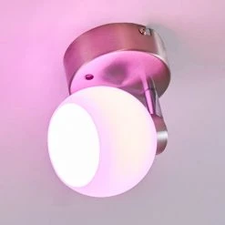 Hofstein Motala Deckenleuchte LED Nickel-Matt, Wei&szlig;, 1-flammig, Fernbedienung, Farbwechsler -LED Leuchten Verkäufe 2022 motala deckenleuchte h3298237 do1 22