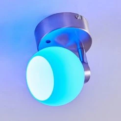 Hofstein Motala Deckenleuchte LED Nickel-Matt, Wei&szlig;, 1-flammig, Fernbedienung, Farbwechsler -LED Leuchten Verkäufe 2022 motala deckenleuchte h3298237 do1 30