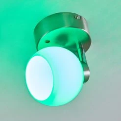 Hofstein Motala Deckenleuchte LED Nickel-Matt, Wei&szlig;, 1-flammig, Fernbedienung, Farbwechsler -LED Leuchten Verkäufe 2022 motala deckenleuchte h3298237 do1 31