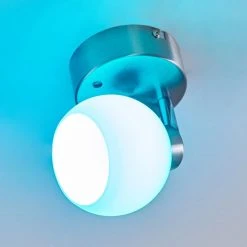 Hofstein Motala Deckenleuchte LED Nickel-Matt, Wei&szlig;, 1-flammig, Fernbedienung, Farbwechsler -LED Leuchten Verkäufe 2022 motala deckenleuchte h3298237 do1 5