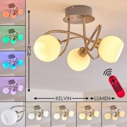 Hofstein Motala Deckenleuchte LED Nickel-Matt, 3-flammig, Fernbedienung, Farbwechsler