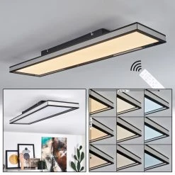 Hofstein Nabbas Deckenpanel LED Schwarz, 1-flammig, Fernbedienung