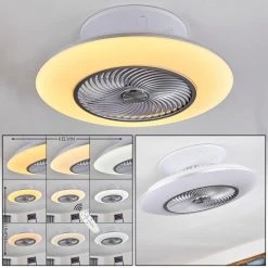 Hofstein Nagoya Deckenventilator LED Wei&szlig;, 1-flammig, Fernbedienung