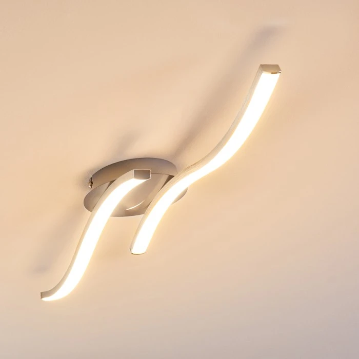 Hofstein Nendaz Deckenleuchte LED Nickel-Matt, 2-flammig 4 Hofstein Nendaz Deckenleuchte LED Nickel-Matt, 2-flammig – Bild 4