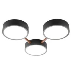 Nino Leuchten DIEGO Deckenleuchte LED Schwarz, Holz dunkel, 3-flammig