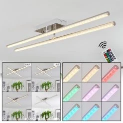 Hofstein Noppa Deckenleuchte LED Nickel-Matt, Chrom, 2-flammig, Fernbedienung, Farbwechsler